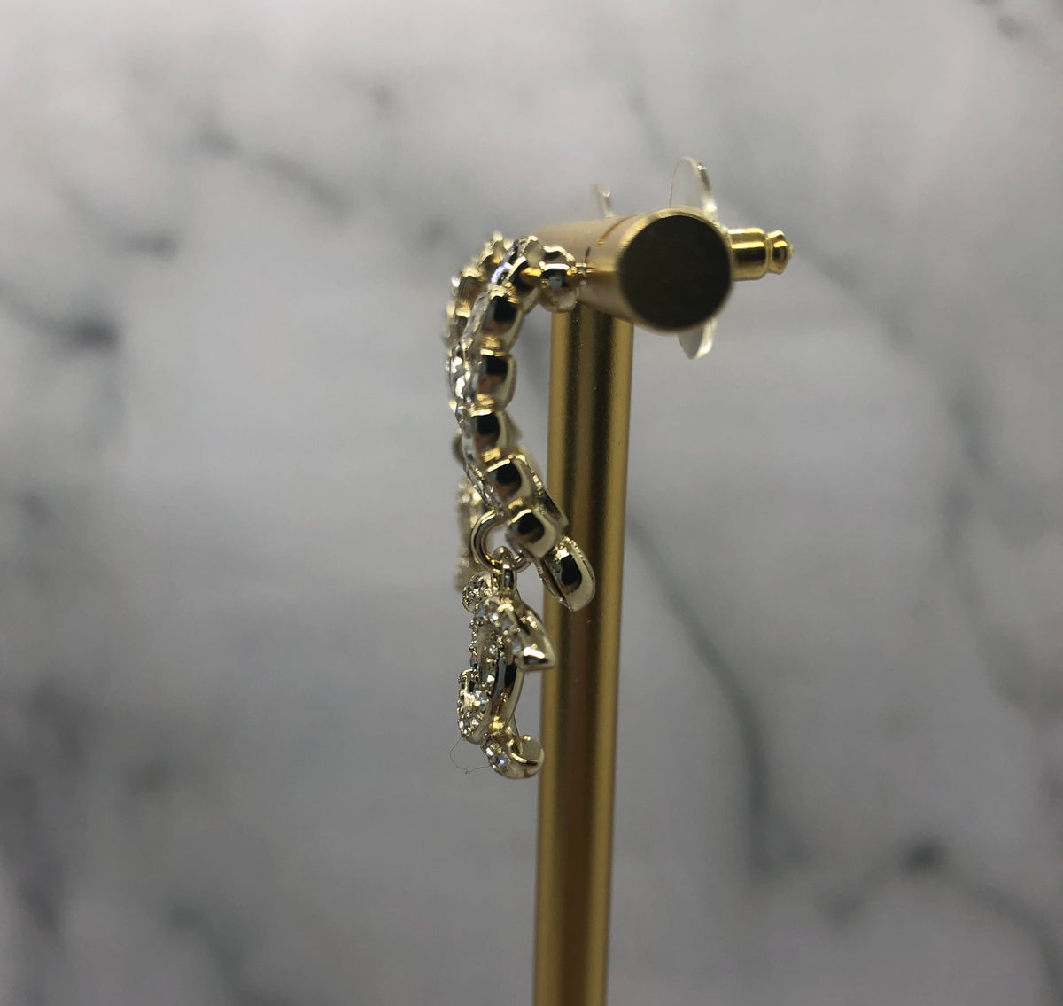 CHANEL CC Rhinestone Pendant Earrings - USED