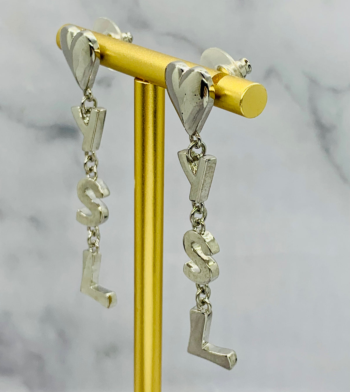 YSL YVES SAINT LAURENT Heart Pendant Earrings - Pre owned
