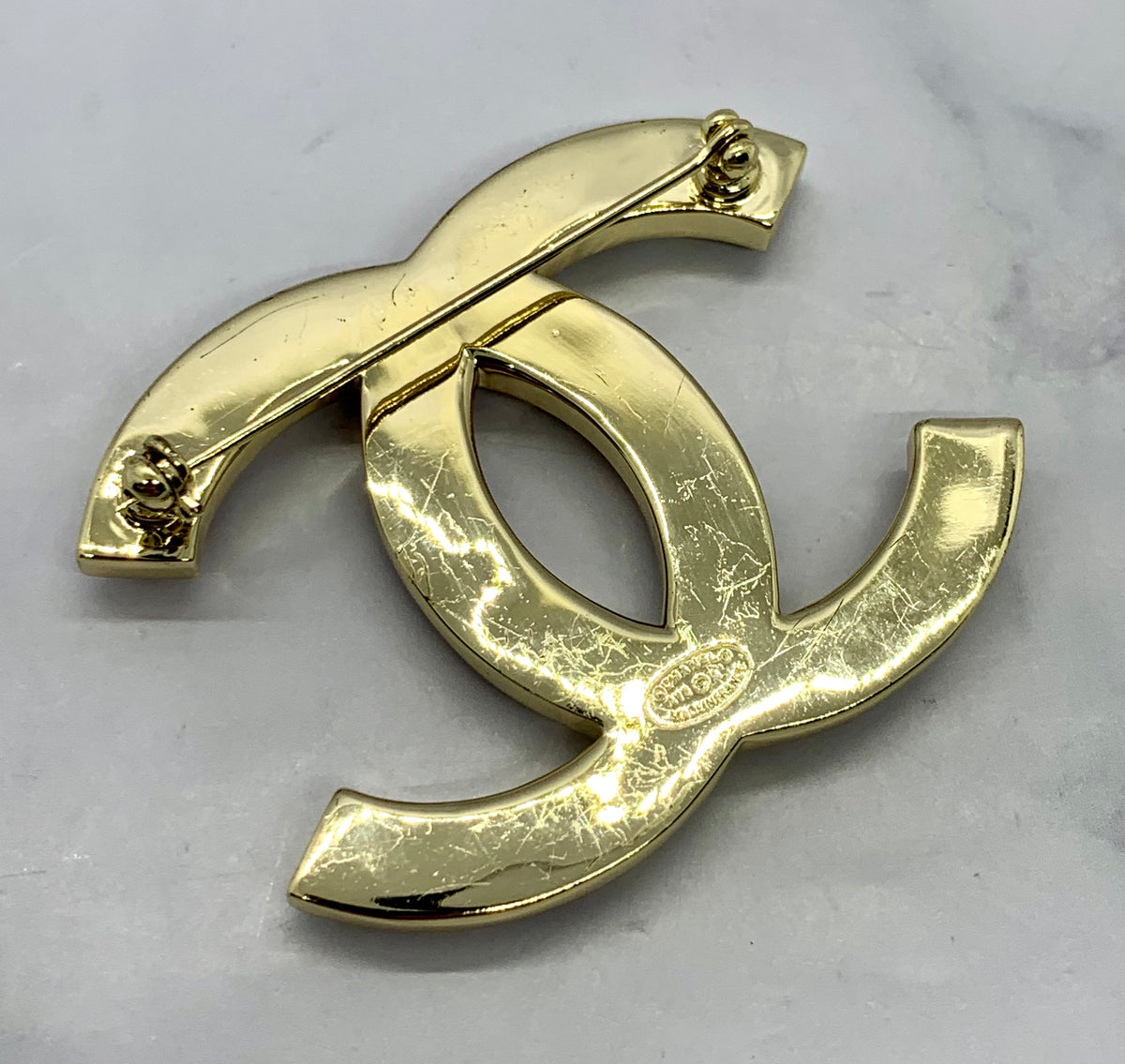 CHANEL CC Rhinestone Enamel Brooch Pin - USED