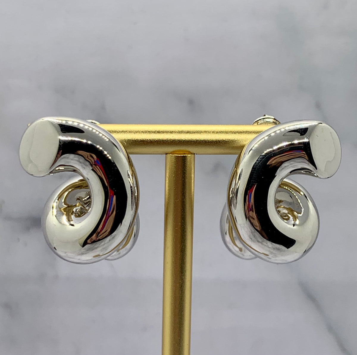 BOTTEGA VENETA Silver Tone Noodle Earrings - Pre owned