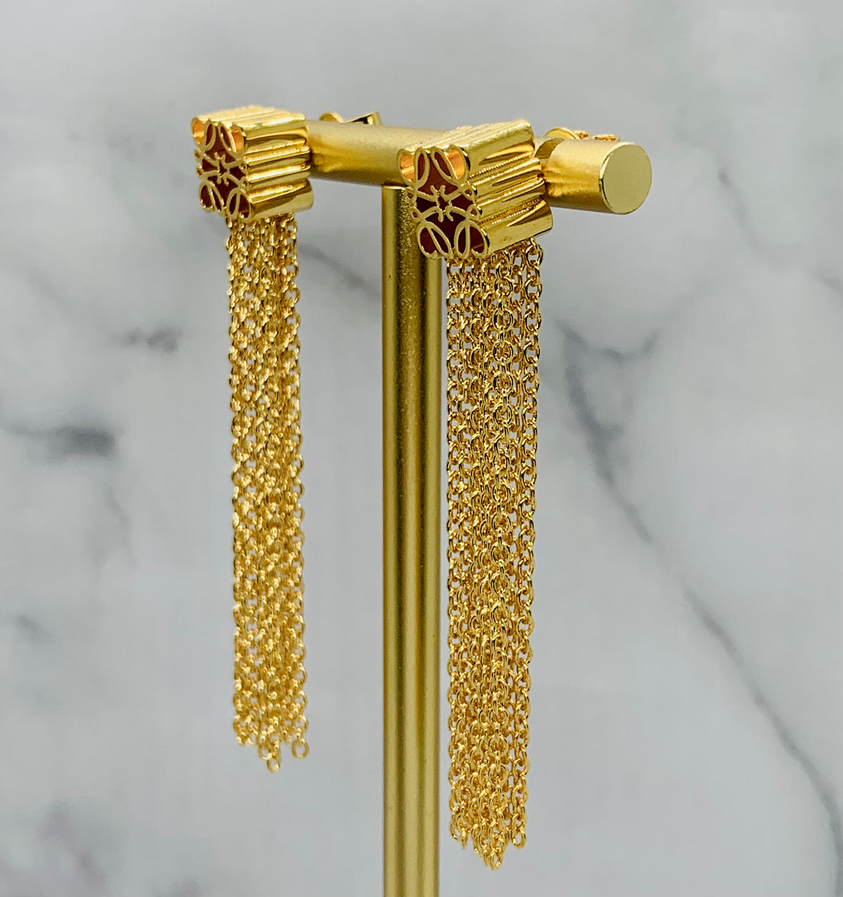LOEWE Monogram Tassel Fringe Pendant Earrings - Pre owned