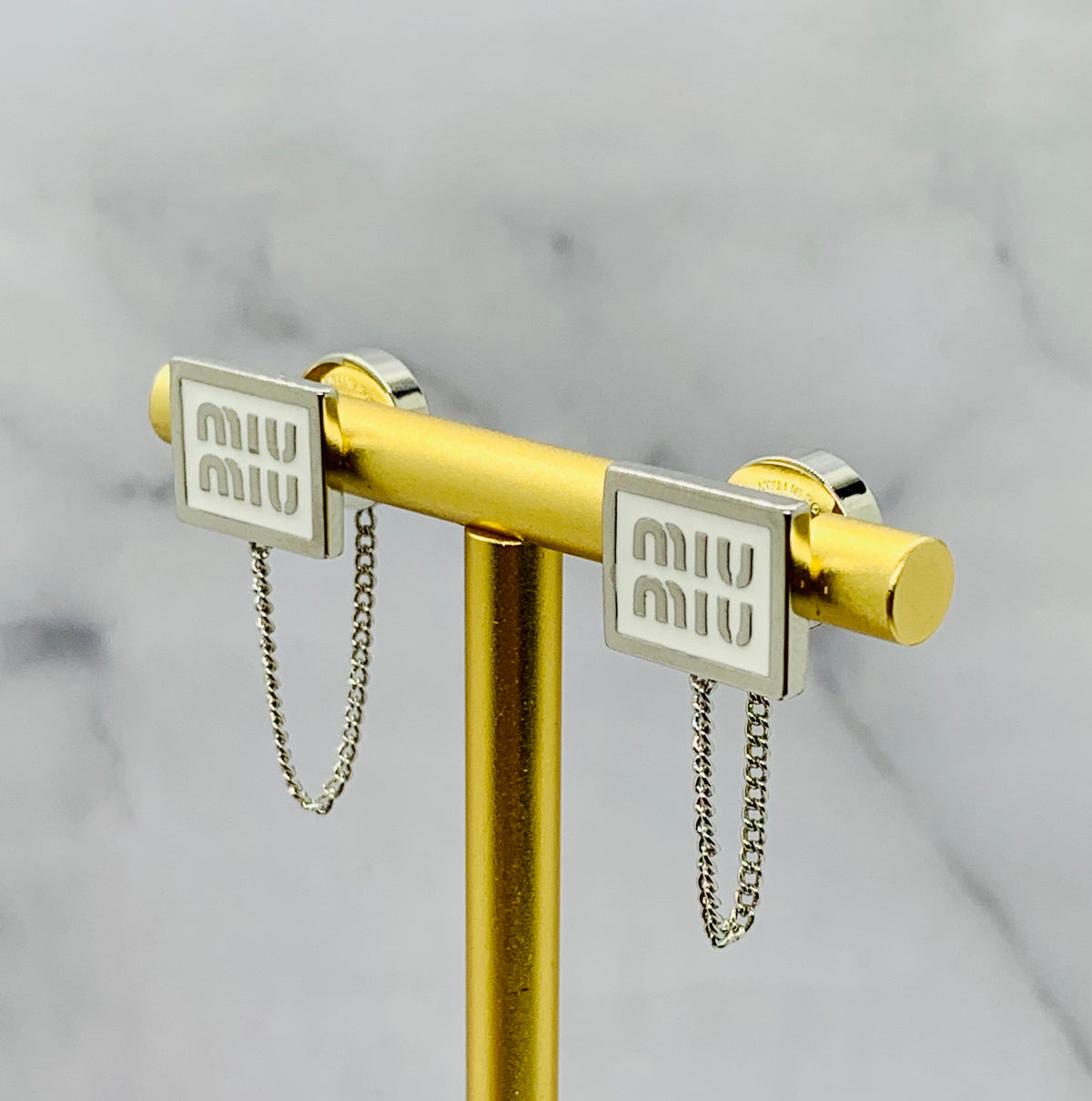 MIU MIU White Chain Earrings - pre owned