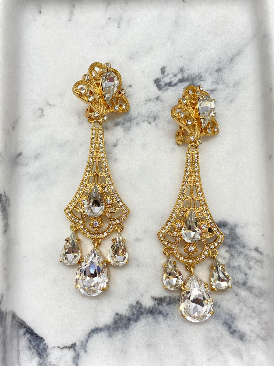 DOLCE & GABBANA Gold Tone Pendant Runway Earrings - Pre owned