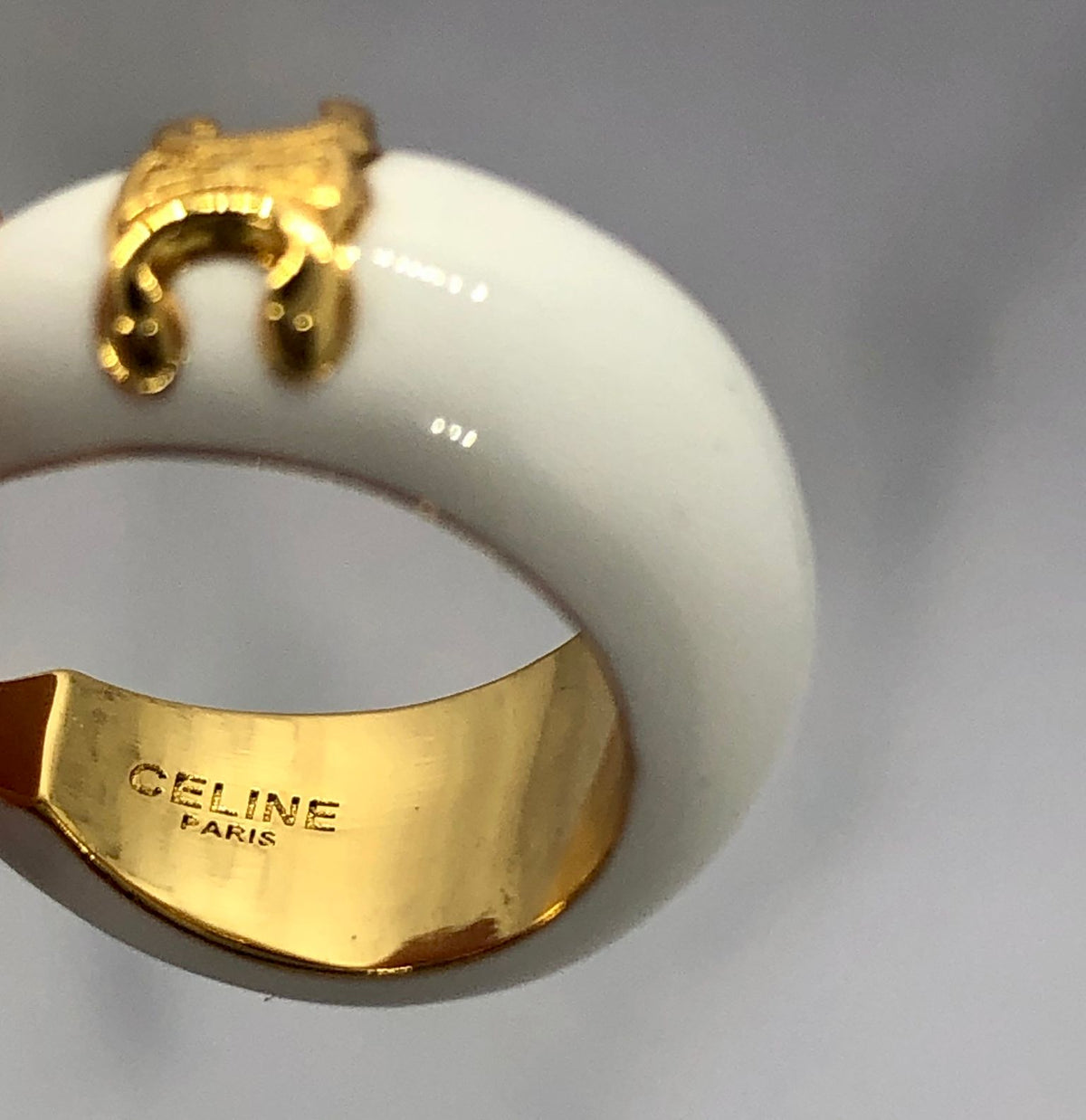 CELINE Monogram White Hoop Earrings - Pre owned