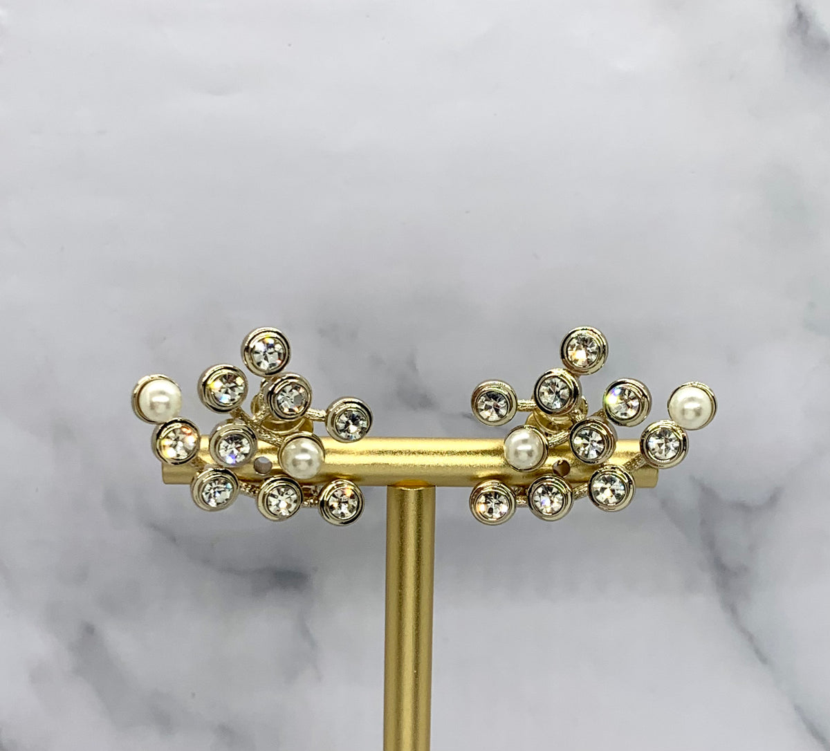 CHRISTIAN DIOR Rhinestone Cluster Clip On Earrings - Pre owned