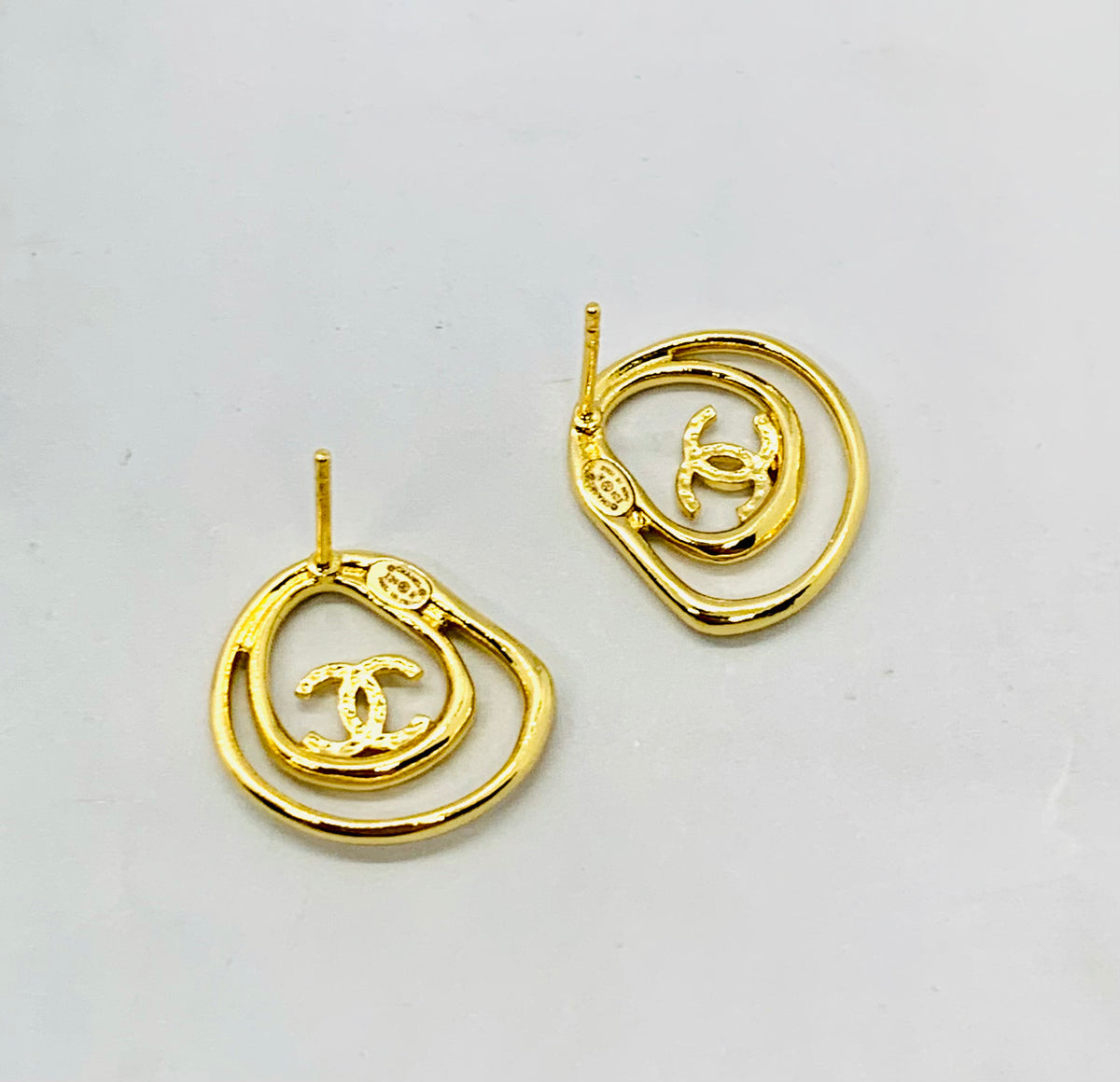 CHANEL CC Gold Tone Earrings - USED