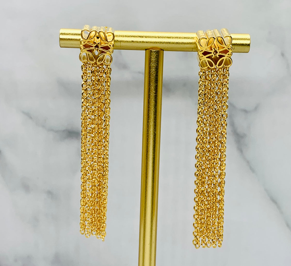 LOEWE Monogram Tassel Fringe Pendant Earrings - Pre owned