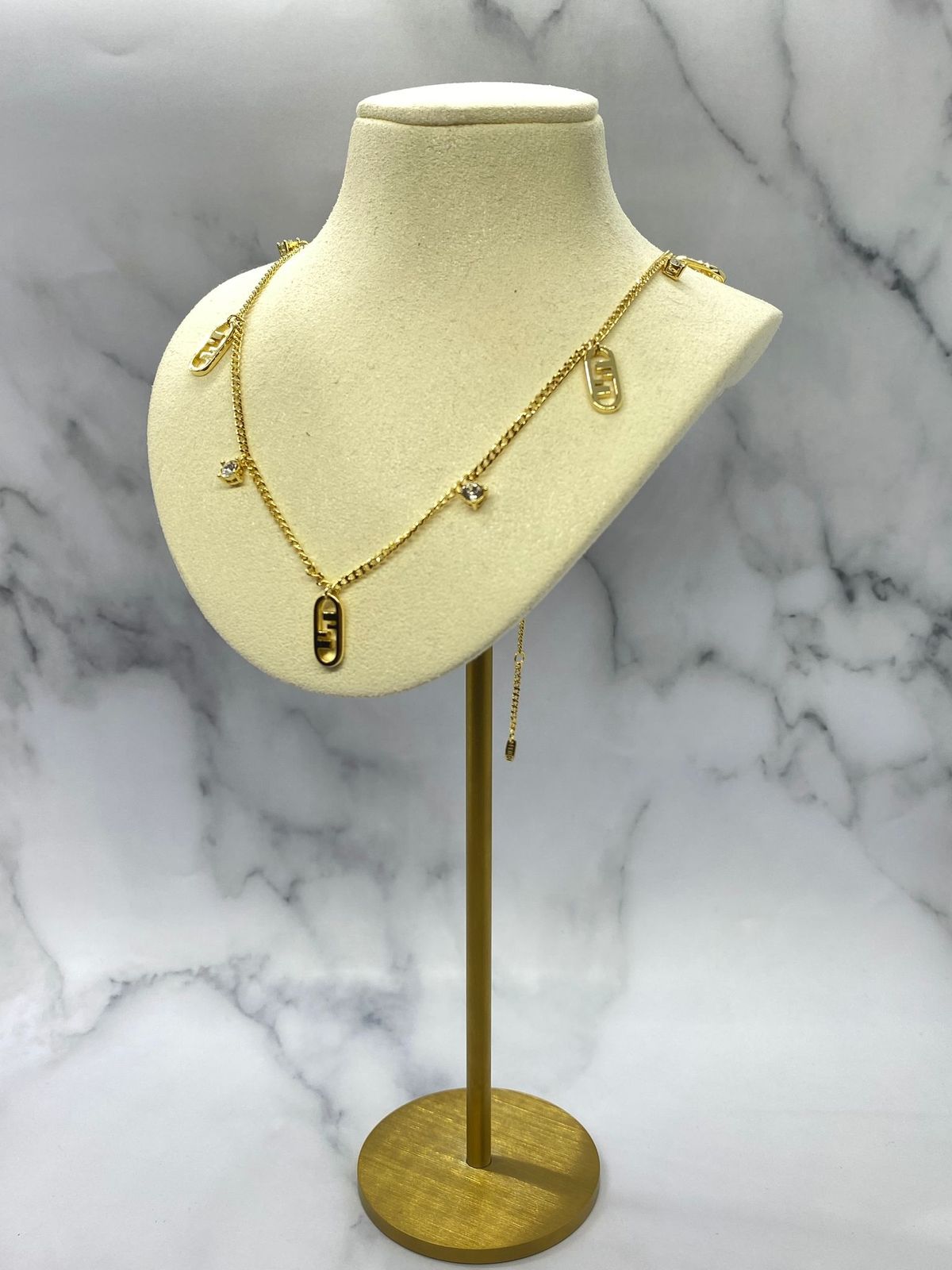 FENDI F Gold Tone Charm Necklace - Pre owned