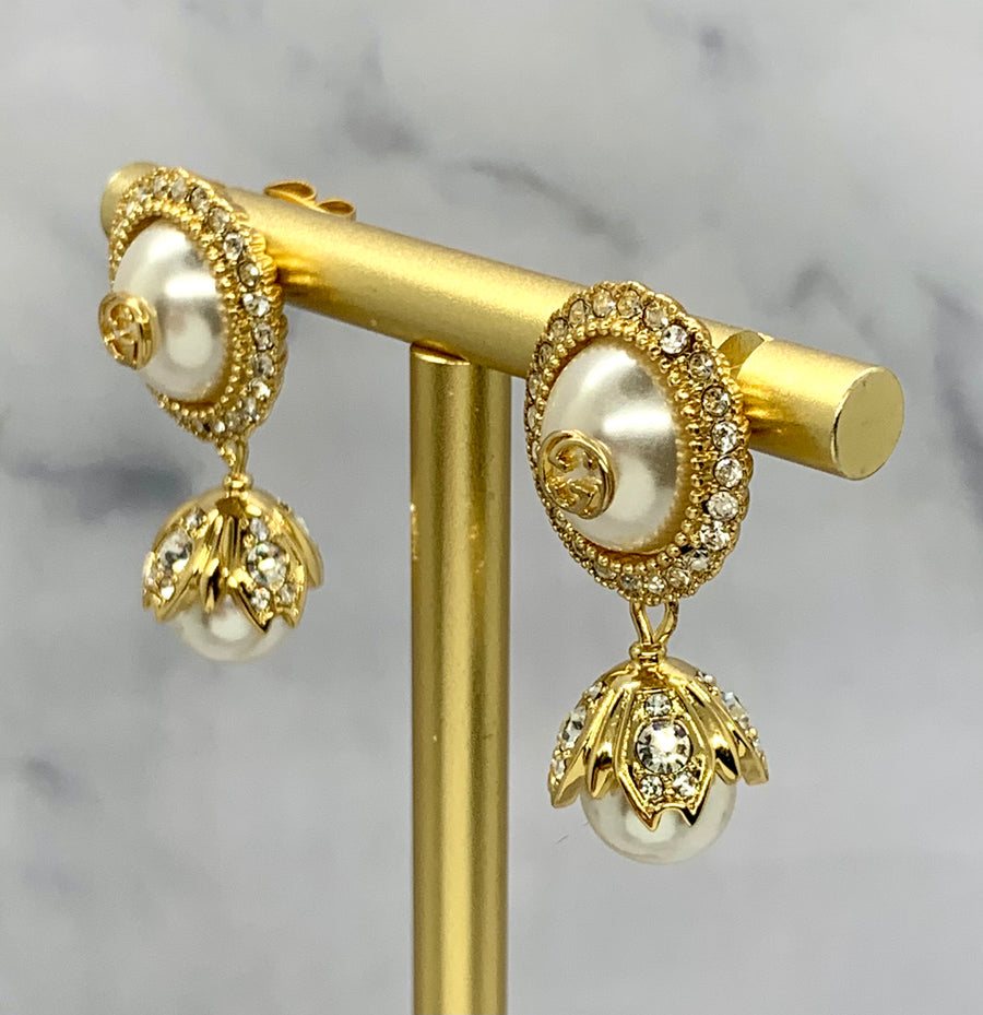 GUCCI GG Pearl Pendant Earrings - Pre owned