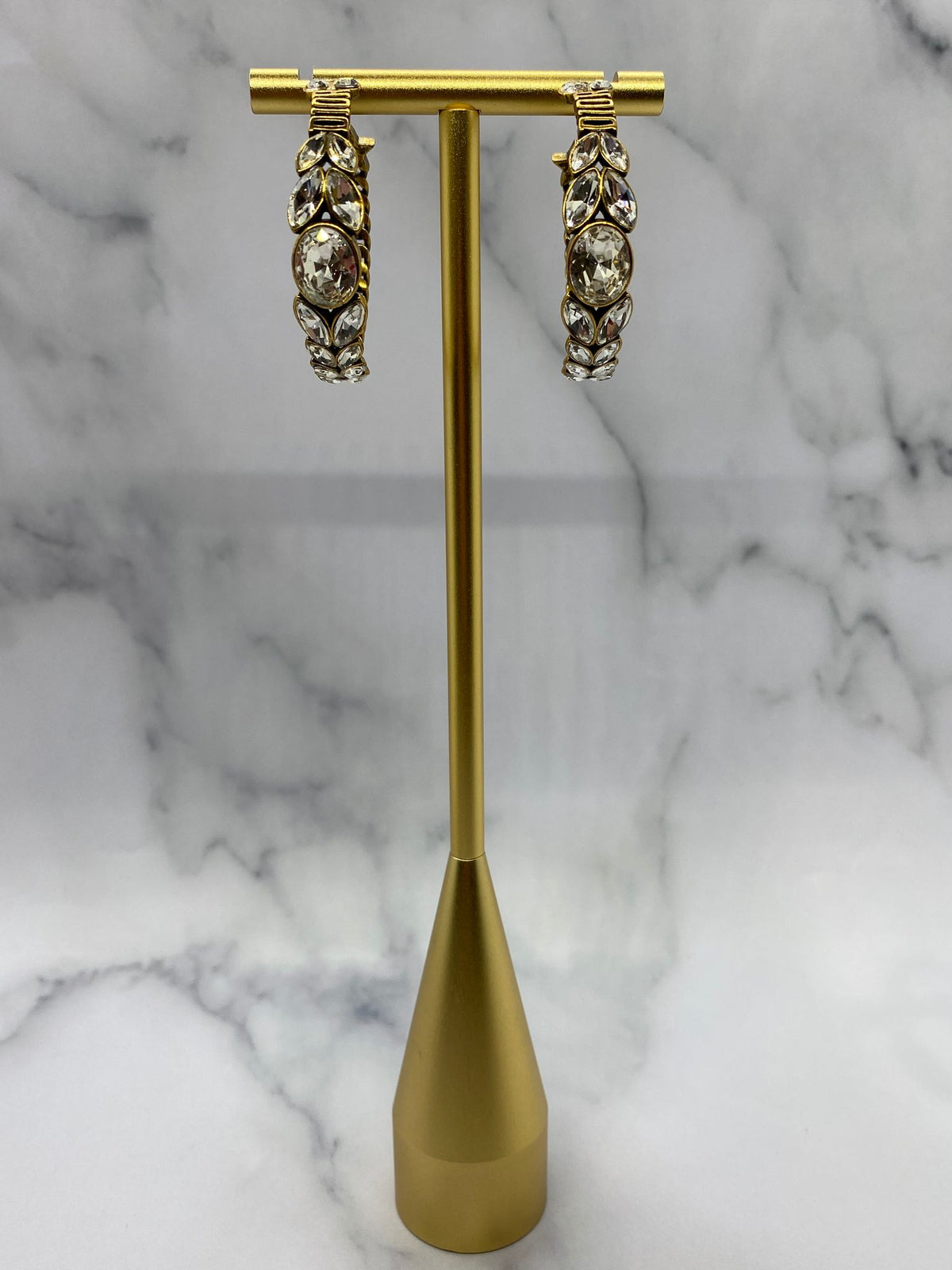 CHRISTIAN DIOR Crystal Adorned Hoop Earrings - Pre owned