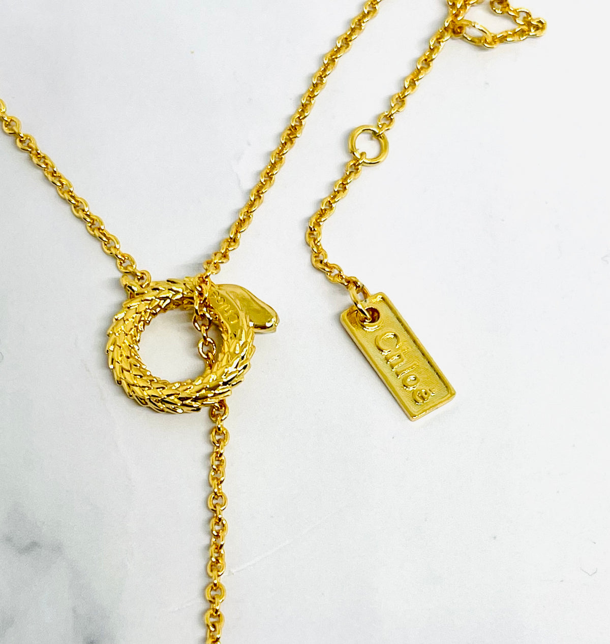 CHLOE Pearl Lariat Statement Necklace - Pre owned