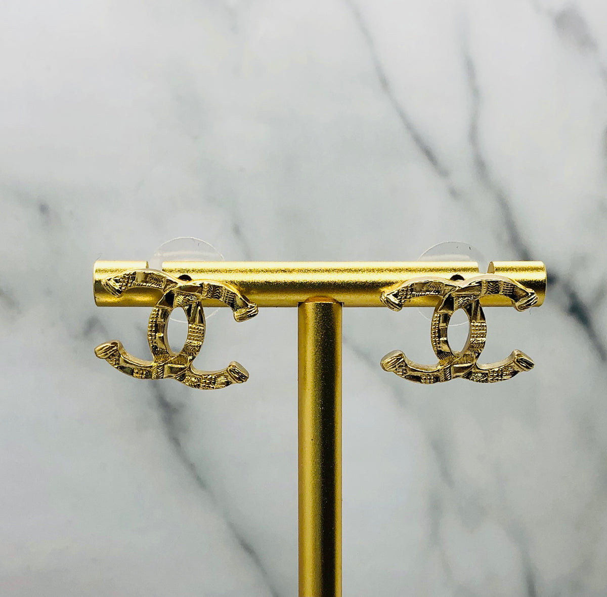 CHANEL CC Gold Tone Earrings - Pre owned