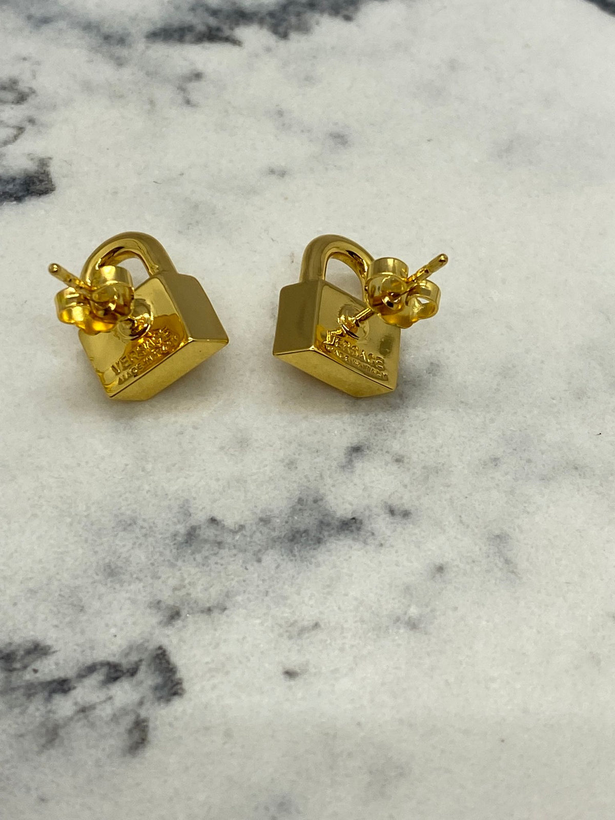 Auth VERSACE Gold Tone Medusa Lock Earrings - Pre owned / KC3078