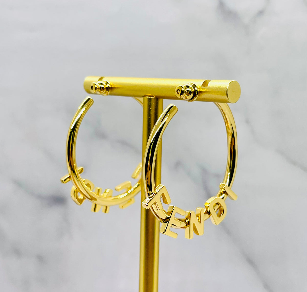 FENDI Gold Tone Hoop Earrings - Pre owned