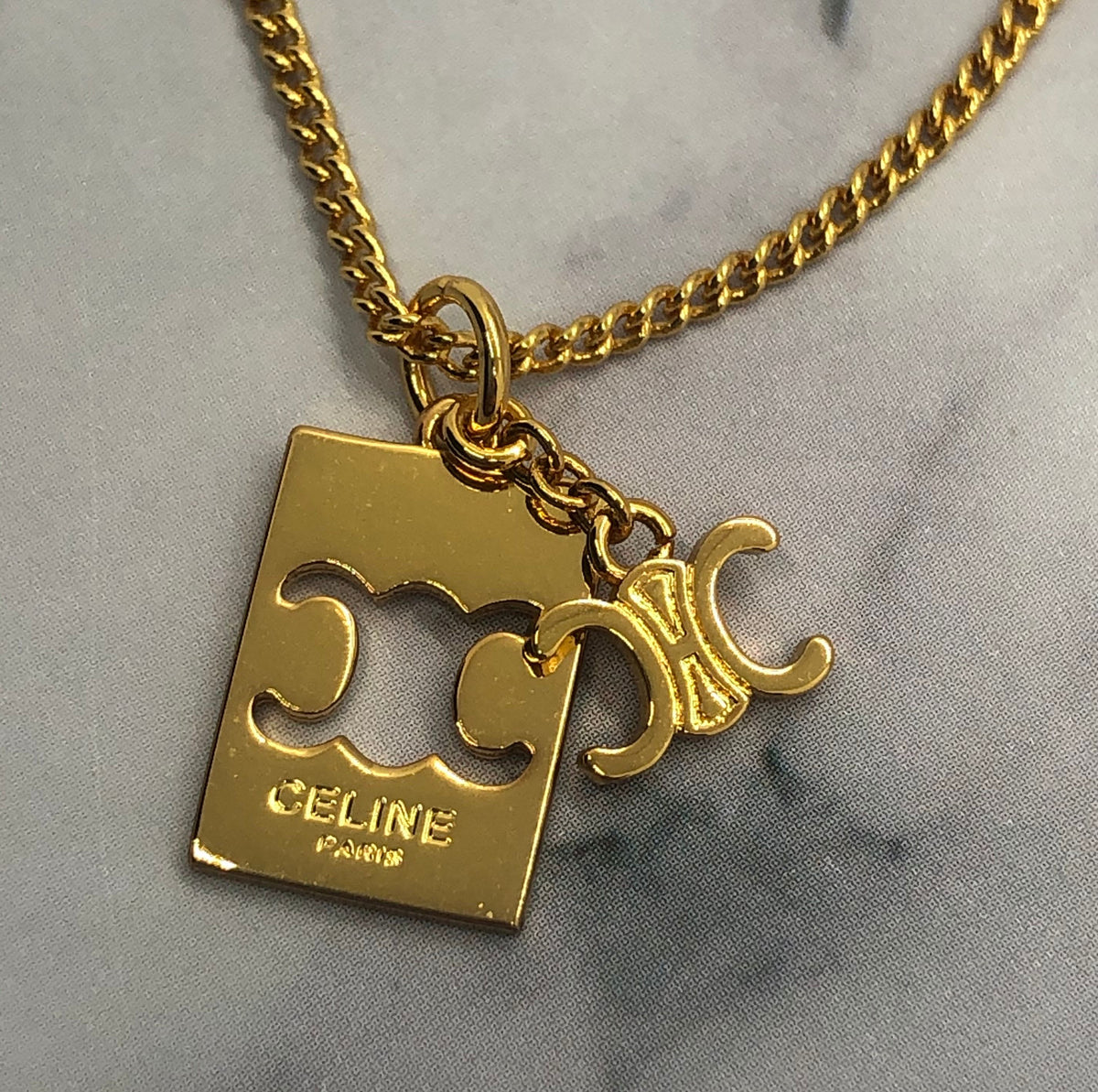 CELINE Monogram Pendant Necklace - Pre owned
