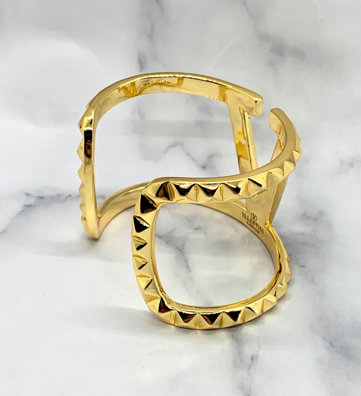 VALENTINO V Gold Rockstud Cuff Bracelet - Pre owned