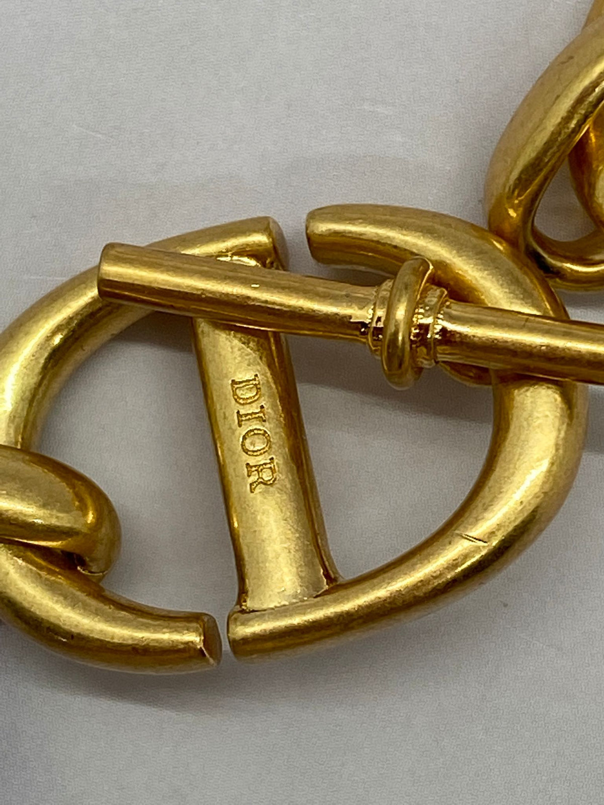 CHRISTIAN DIOR CD Gold Tone Chain Necklace - Pre owned