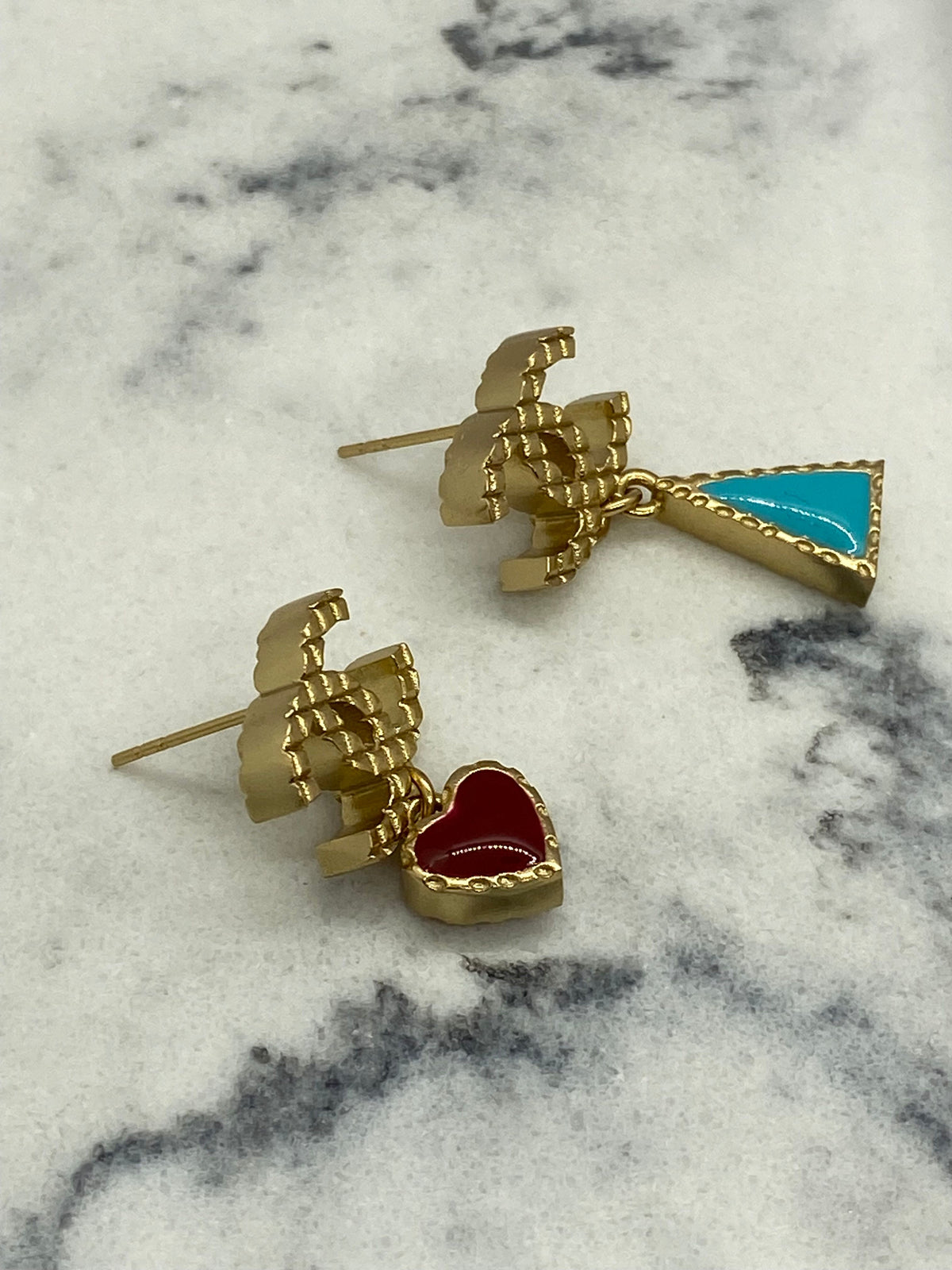 CHANEL CC Asymmetric Earrings - USED