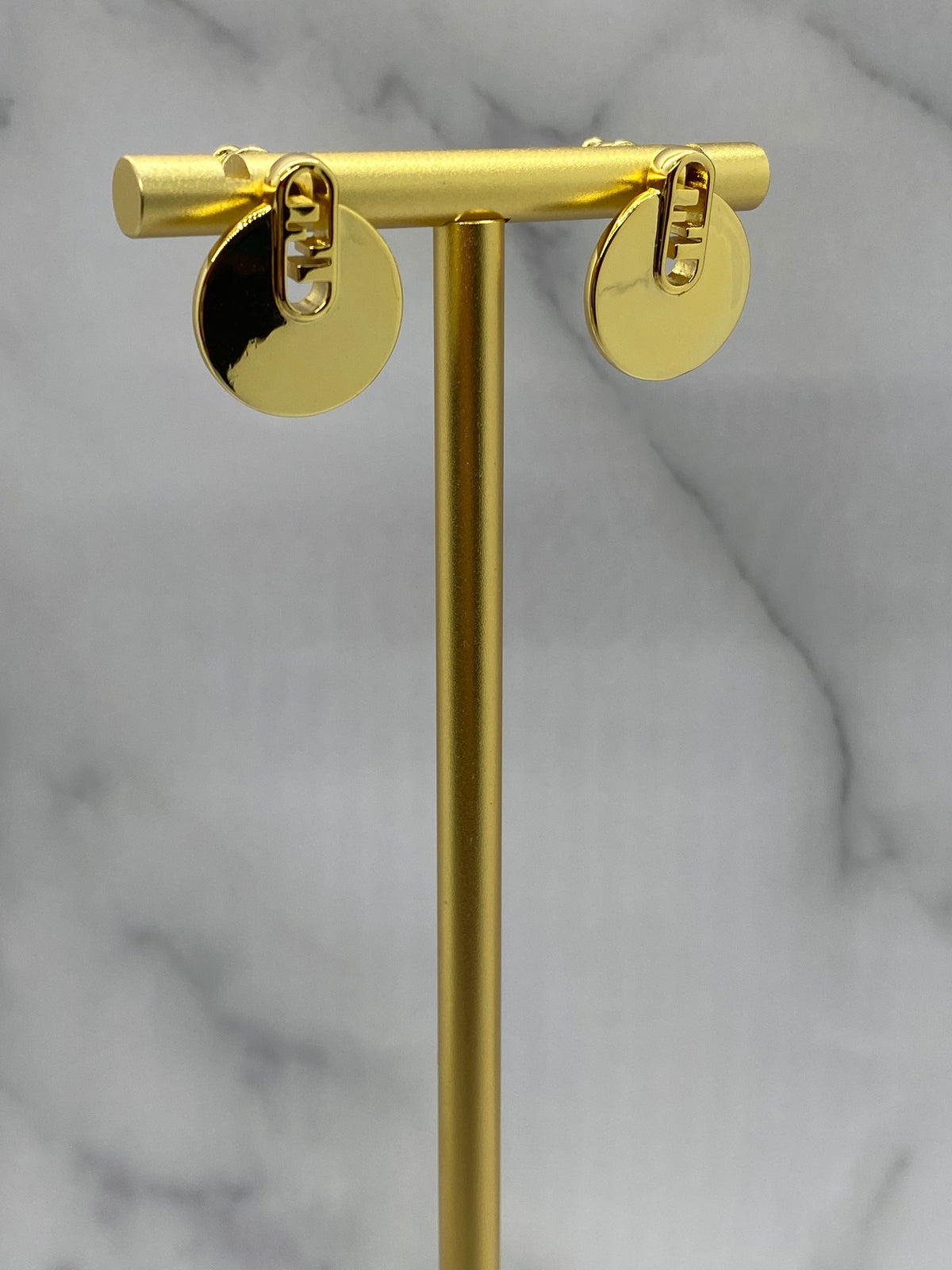FENDI F Gold Tone Disc Earrings - Pre owned