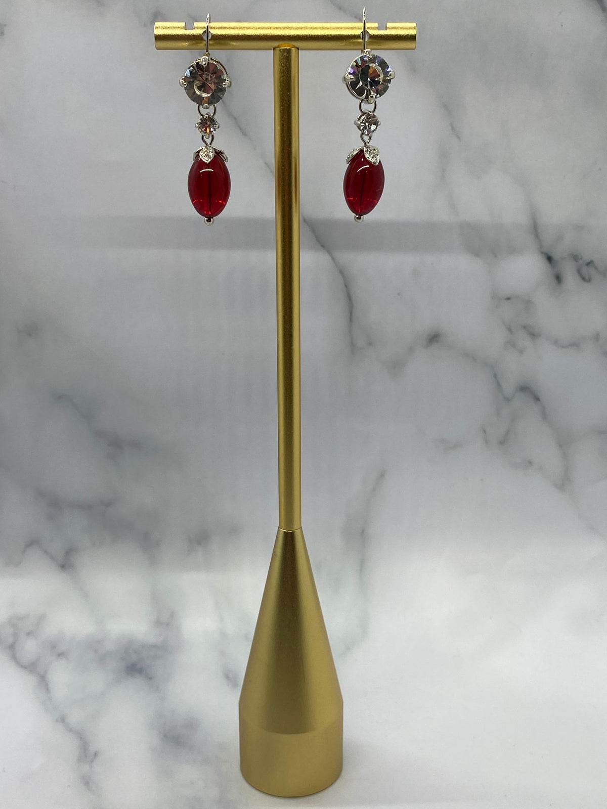 MIU MIU Rhinestone Red Pendant Earrings - Pre owned