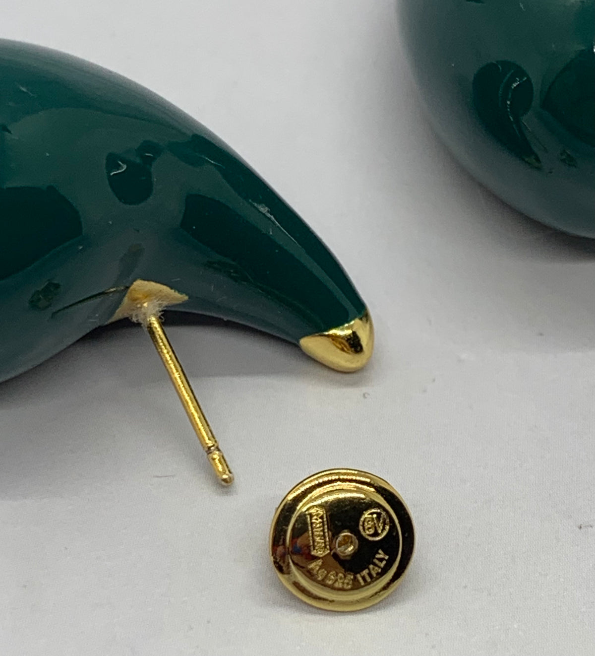 BOTTEGA VENETA Dark Green Tear Drop Earrings - Pre owned