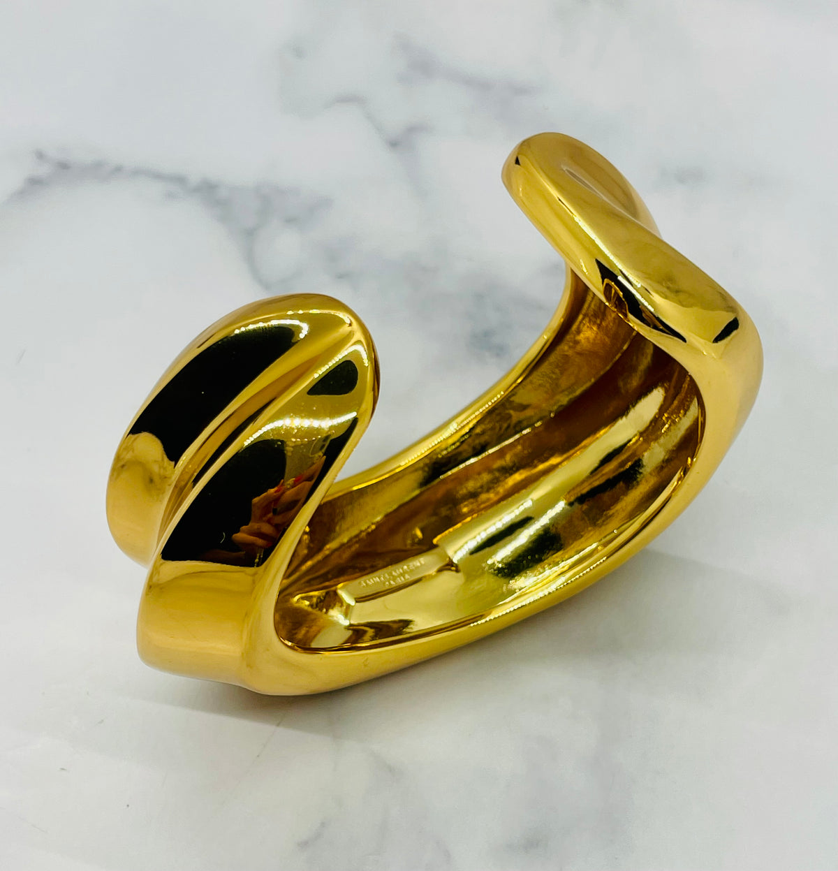 YSL YVES SAINT LAURENT Gold Tone Cuff Bracelet - Pre owned