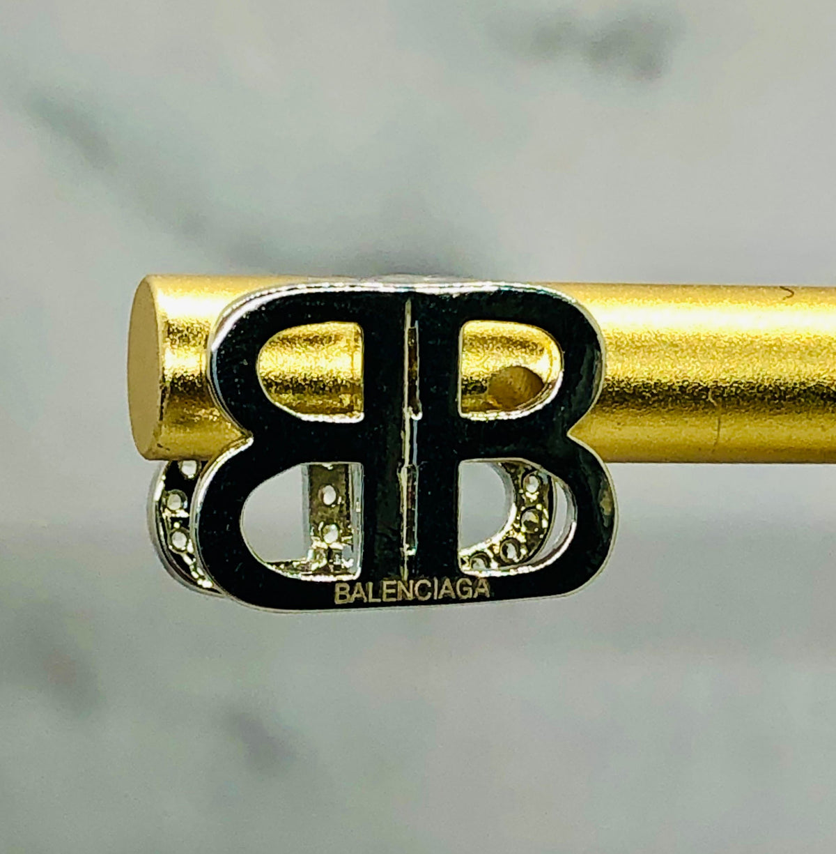 BALENCIAGA BB Rhinestone Earrings - Pre owned