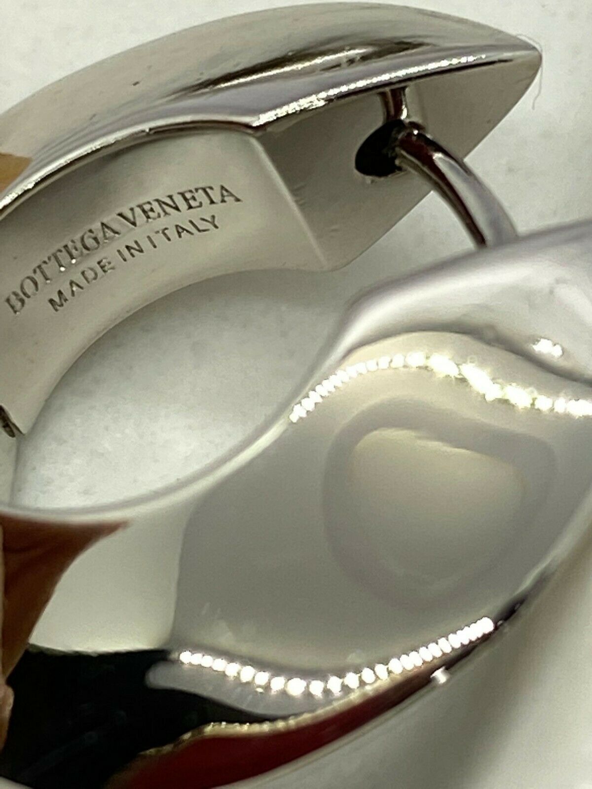 BOTTEGA VENETA Silver Disc Hoop Earrings - Pre owned