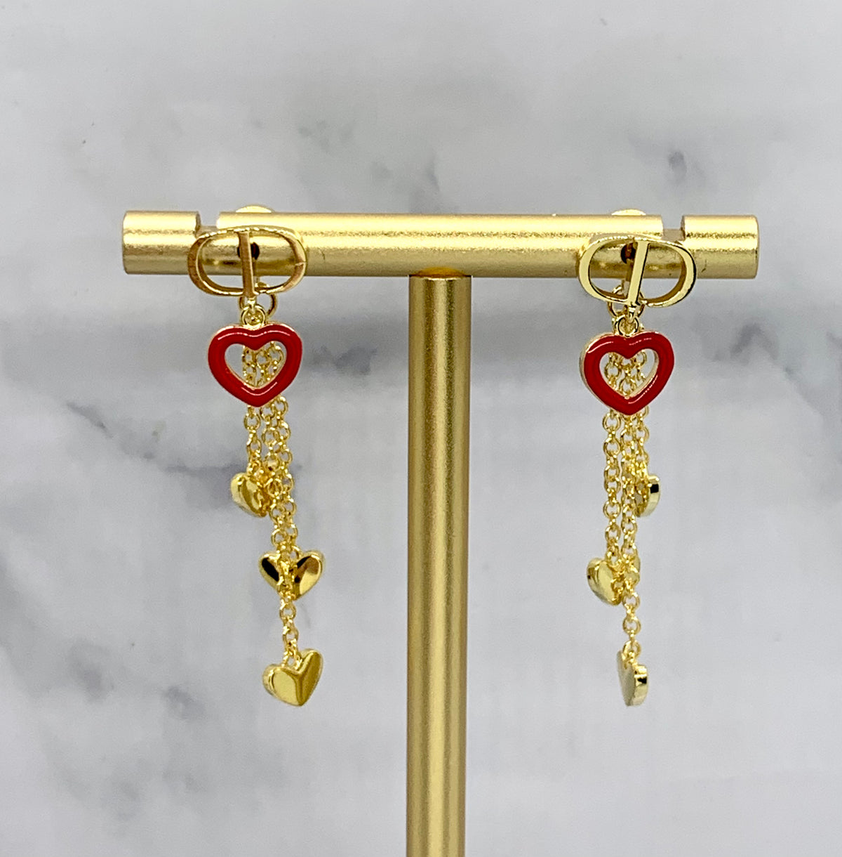 CHRISTIAN DIOR Hearts Pendant Earrings - Pre owned