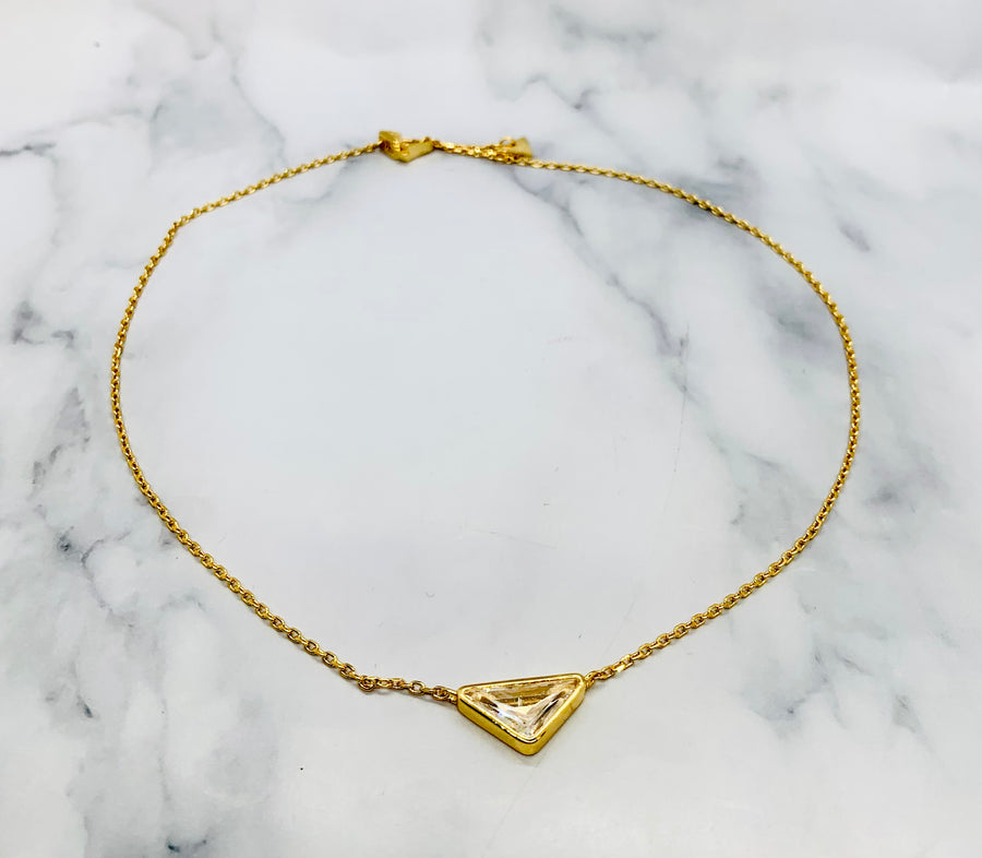 PRADA Triangle Rhinestone Necklace - USED
