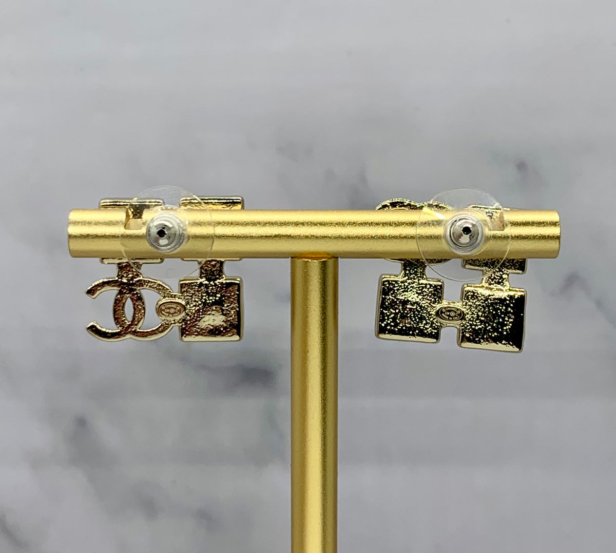 CHANELCC Square Rhinestone Earrings - Pre owned