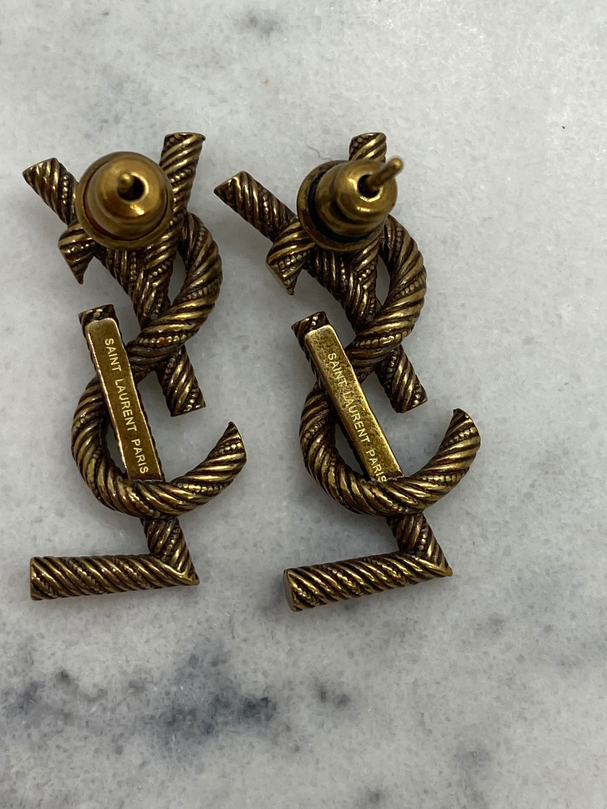 YSL YVES SAINT LAURENT Brass Tone Earrings - Pre owned