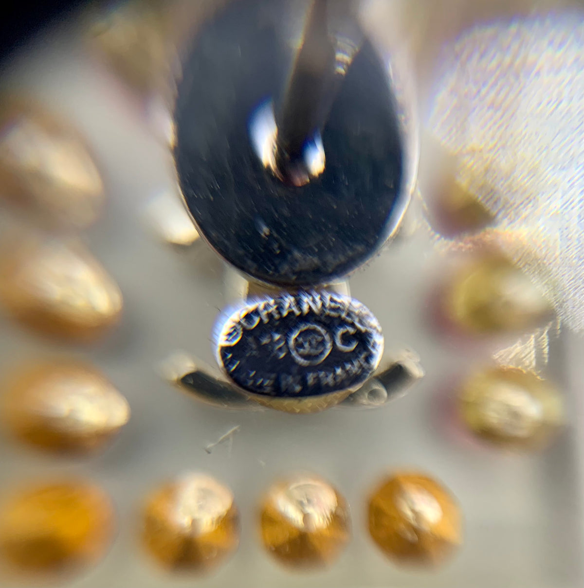 CHANEL CC Rhinestone Clear Plastic Earrings - USED