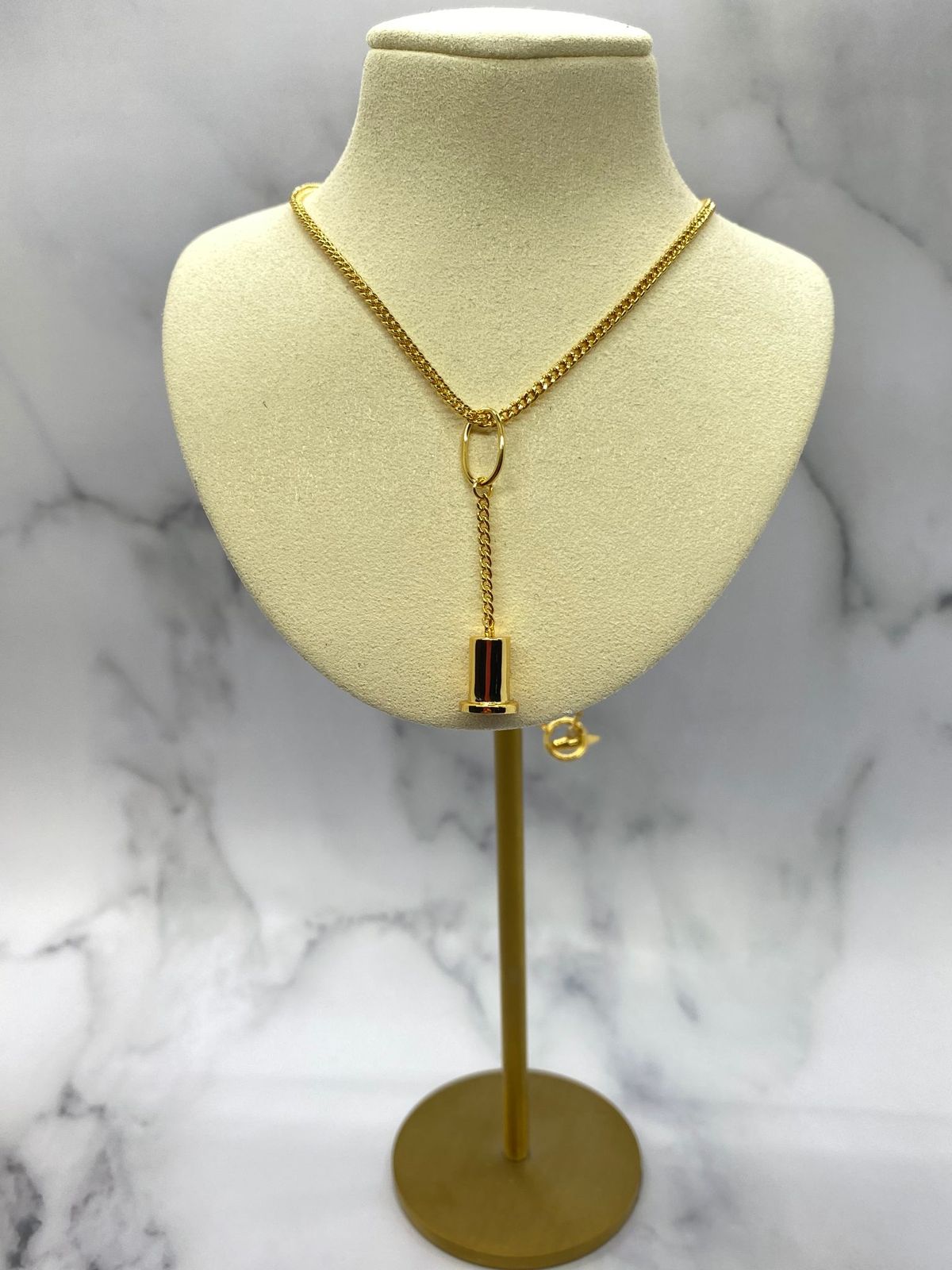 LOEWE Gold Tone Signature Stamp Pendant Necklace - Pre owned