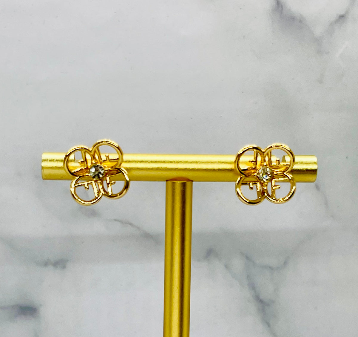FENDI F Monogram Flower Earrings - Pre owned