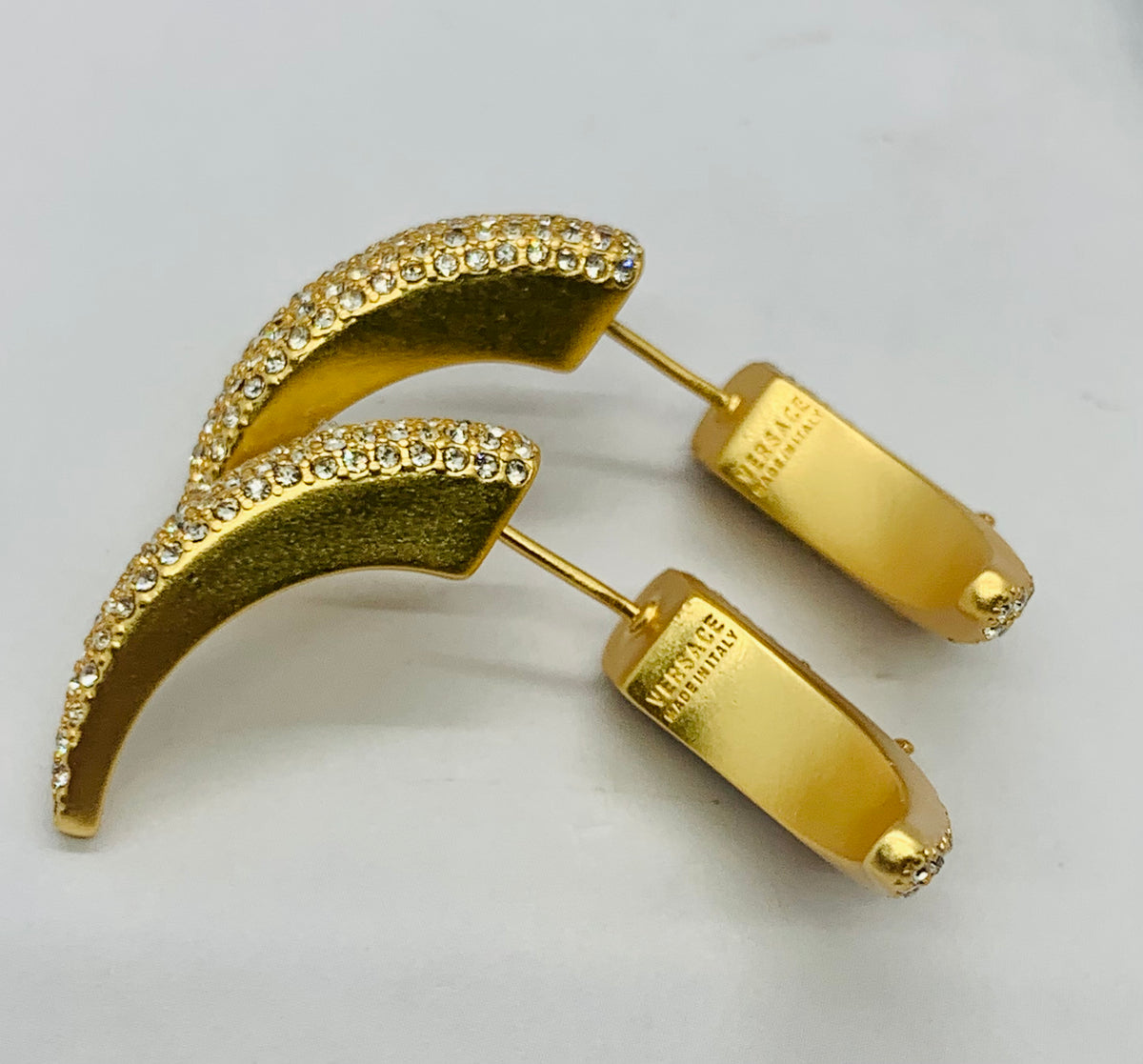 VERSACE Rhinestone Horn Earrings - Pre owned
