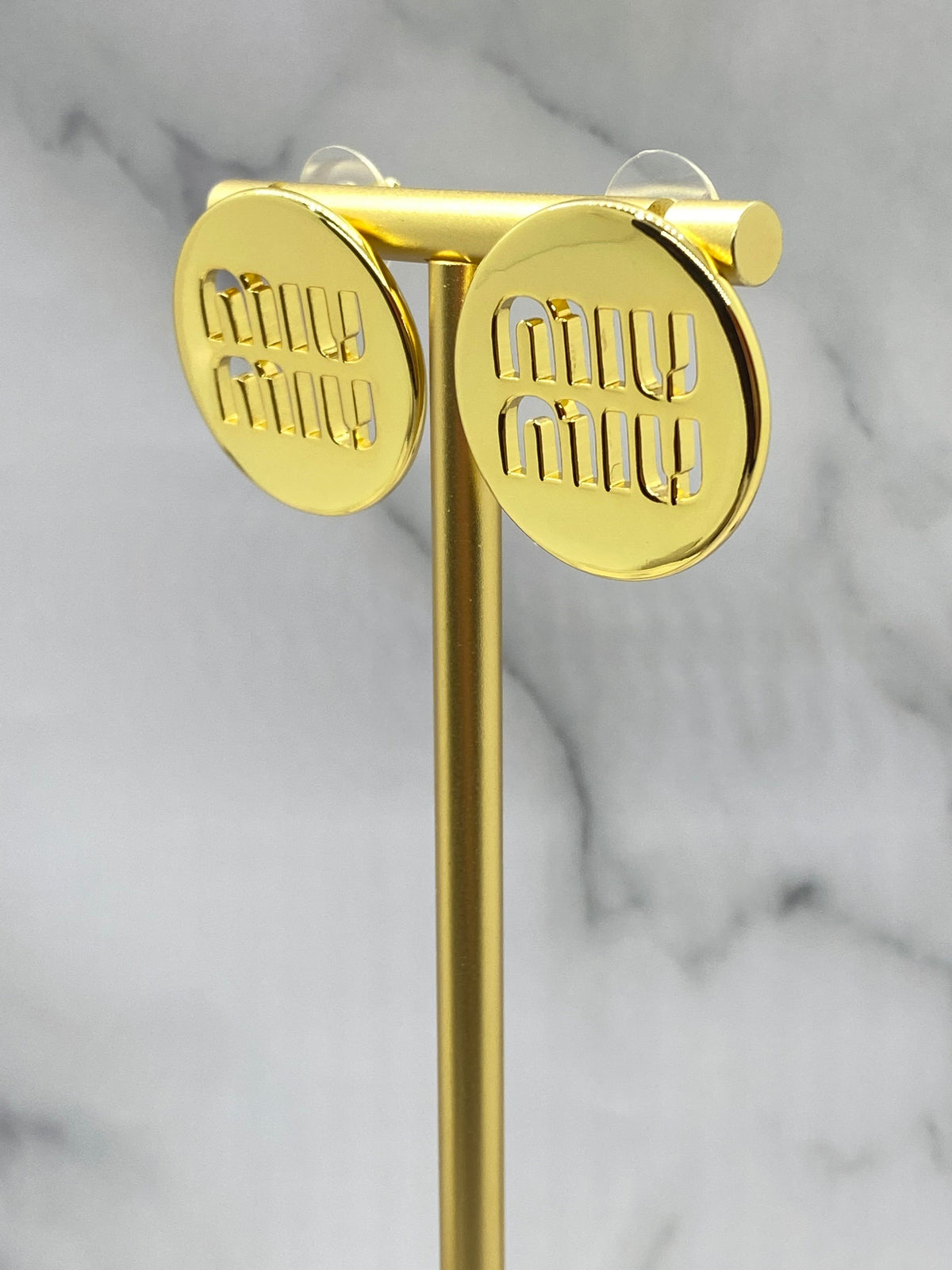 MIU MIU Gold Disc Earrings - Pre owned