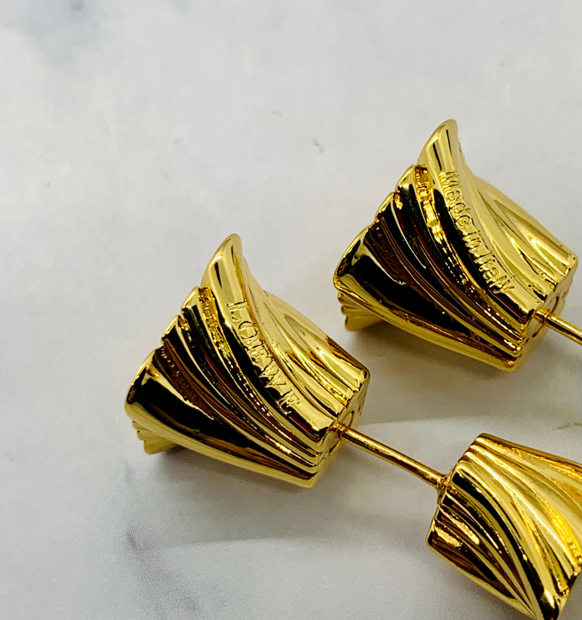 LOEWE Monogram Gold Tone Earrings - Pre owned