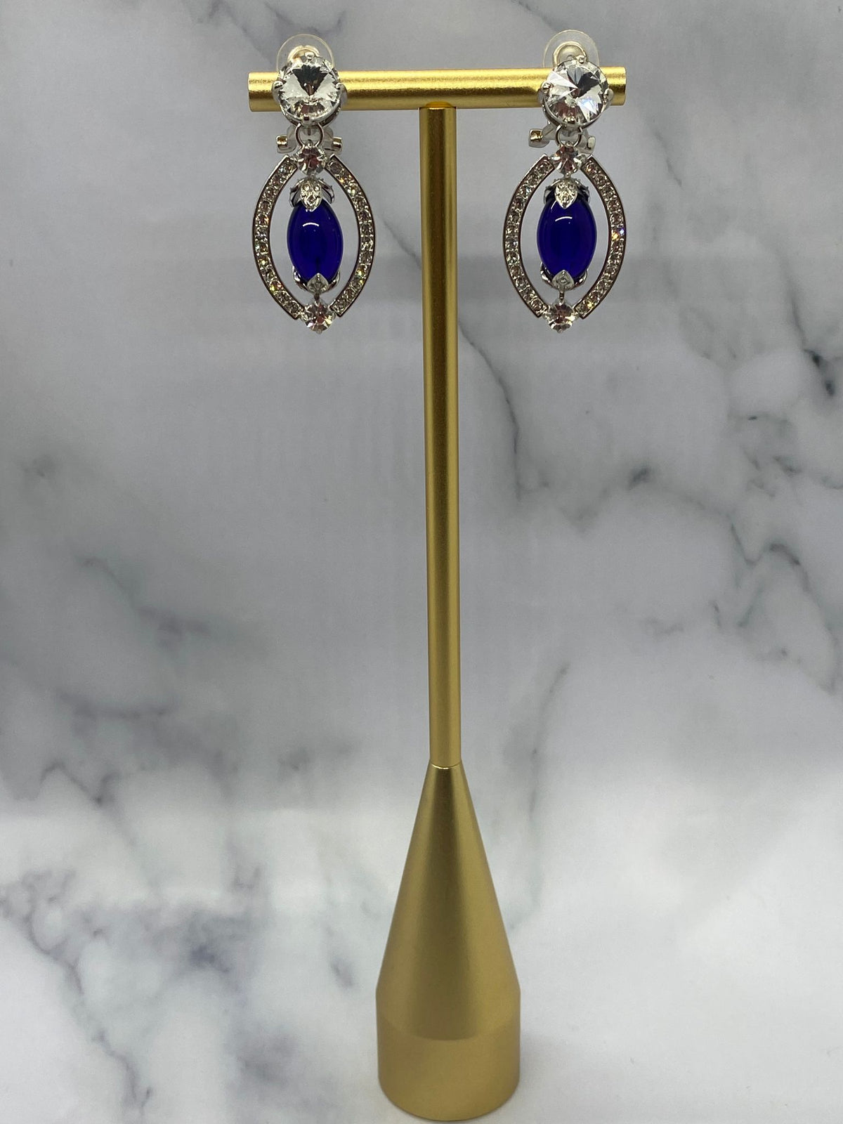 MIU MIU Blue Rhinestone Clip On Earrings - Pre owned