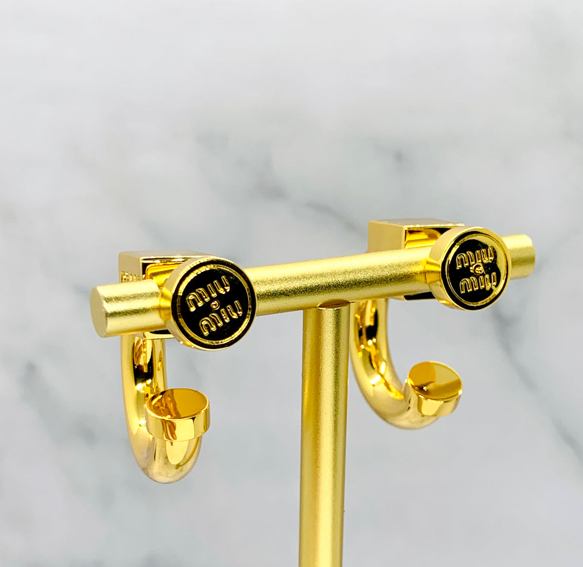 MIU MIU Gold Tone Hoop Earrings - Pre owned