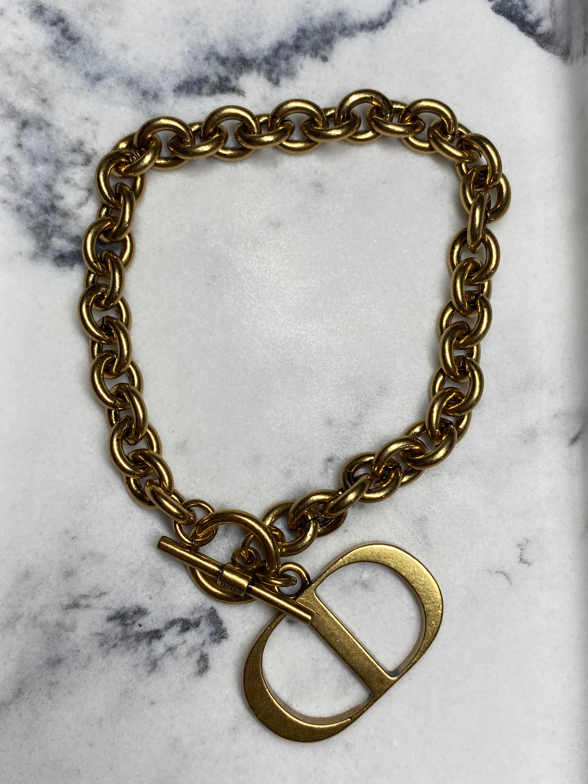 CHRISTIAN DIOR CD Brass Hook Bracelet - USED