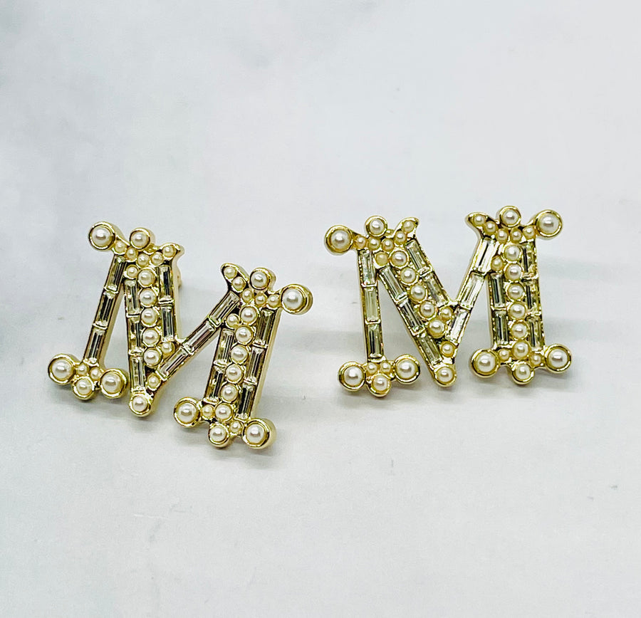 MAX MARA Rhinestone & Pearl Trim Earrings - Pre owned