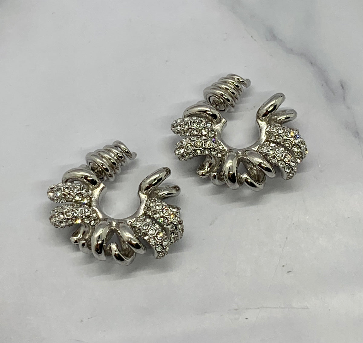 BOTTEGA VENETA Silver Tone Hoop Earrings - Pre owned