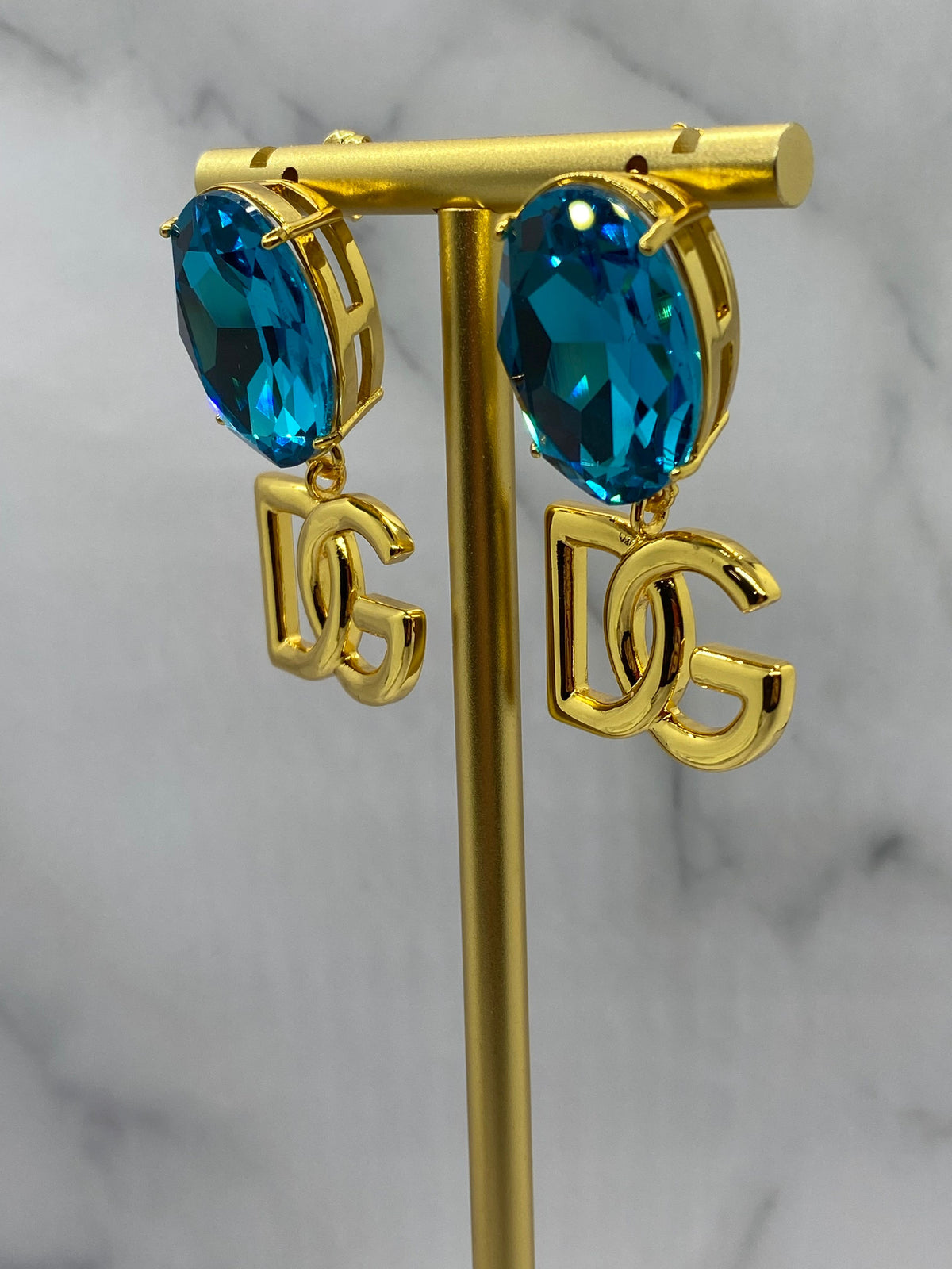 DOLCE & GABBANA Blue Rhinestone Earrings - Pre owned