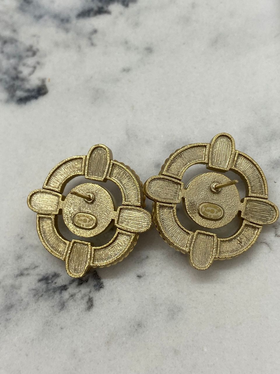 CHANEL CC Gold Tone Rhinestone Earrings - Pre owned