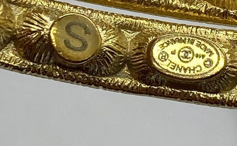 CHANEL CC Gold Tone Rhinestone Bangle Bracelet Set - USED