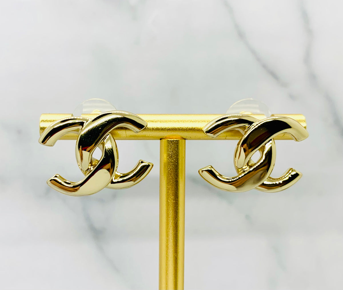 CHANEL CC Gold Tone Earrings - Pre owned
