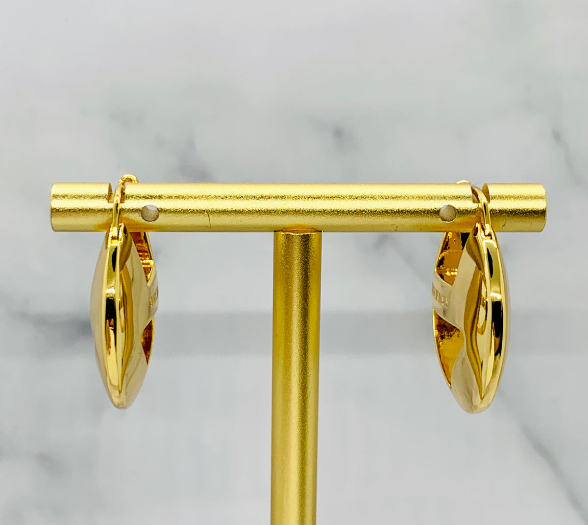 PRADA Gold Tone Disc Hoop Earrings - Pre owned