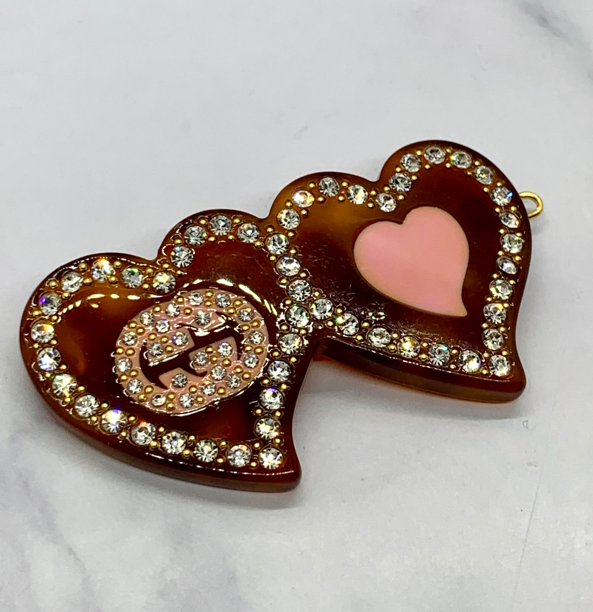 GUCCI 2 Heart Rhinestone Hair Clip - Pre owned