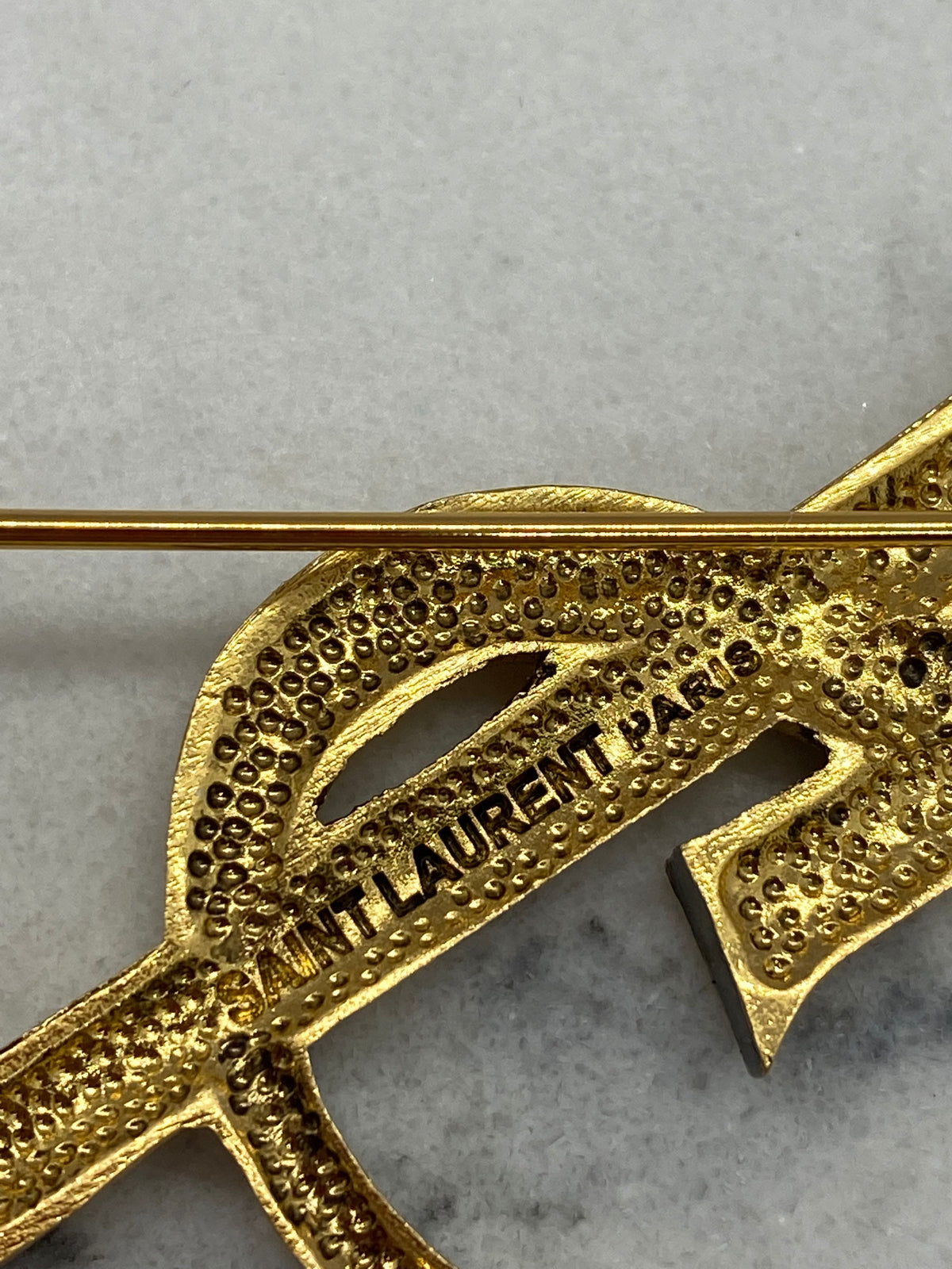 YSL Yves Saint Laurent Gold Tone Brooch Pin - USED